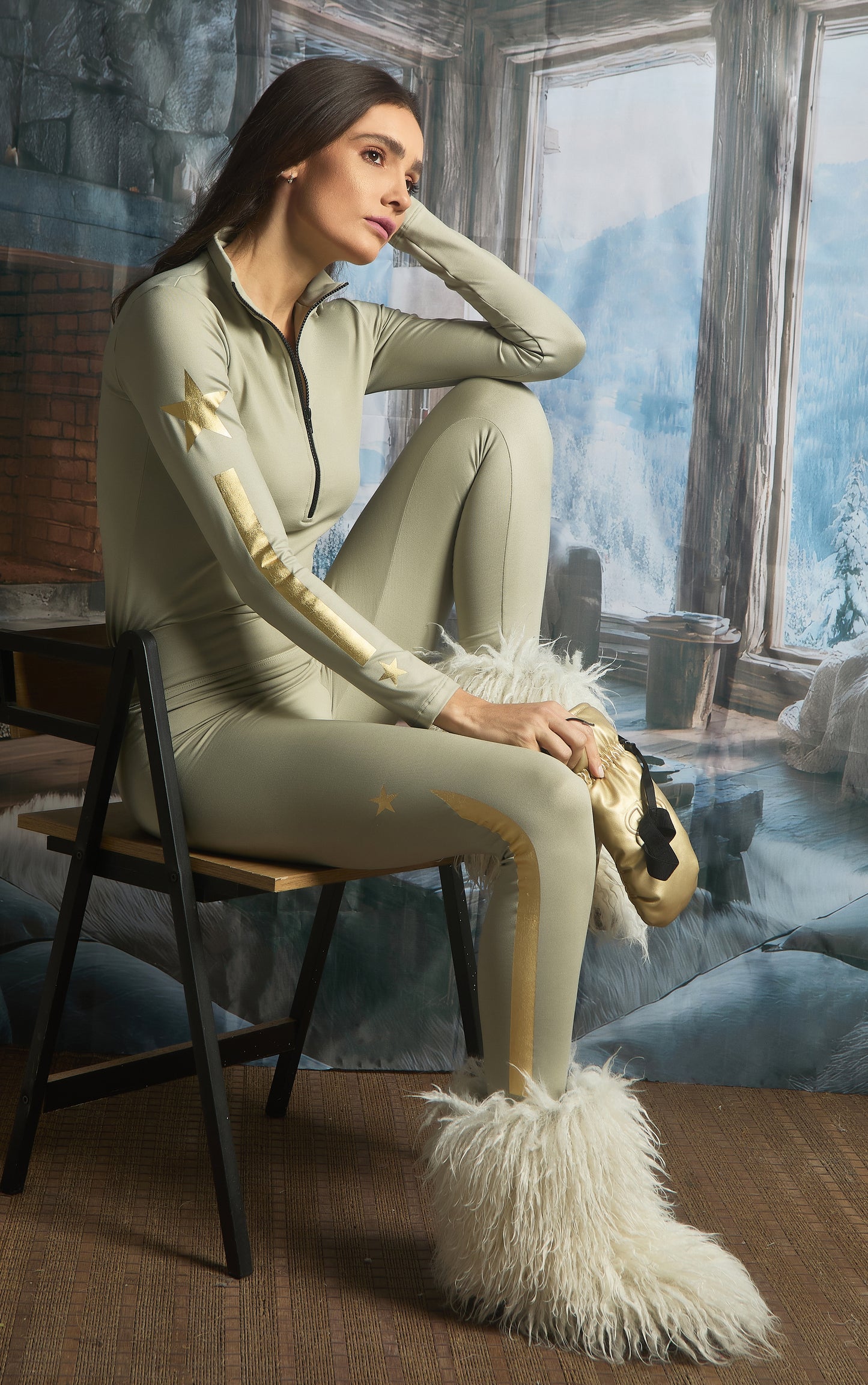 Calça Térmica Faixas Stars White