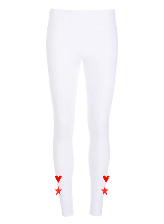 Calça Térmica Heart Branca com Vermelho Metalic