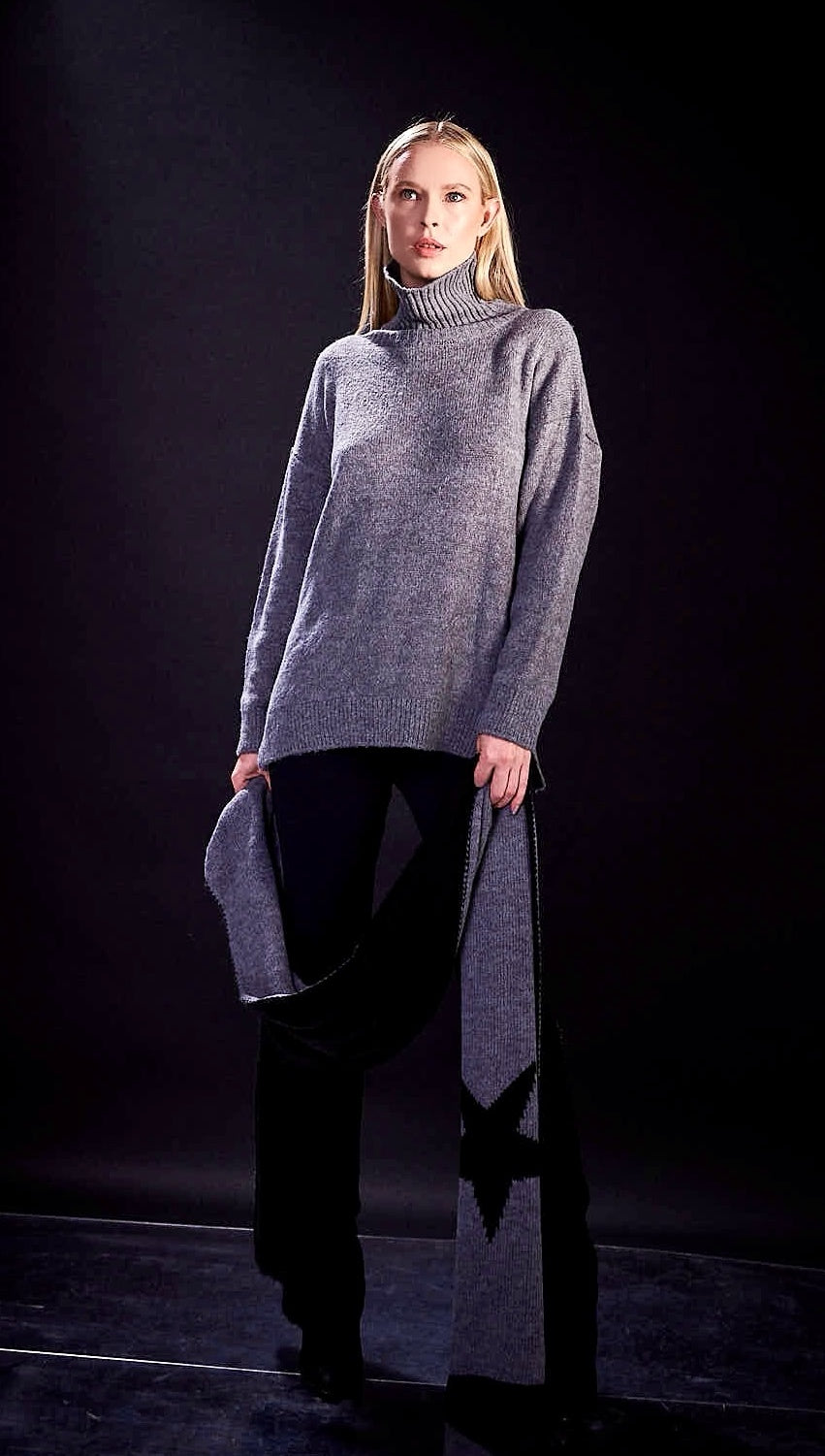 Tricot Shine Stars Grey Black