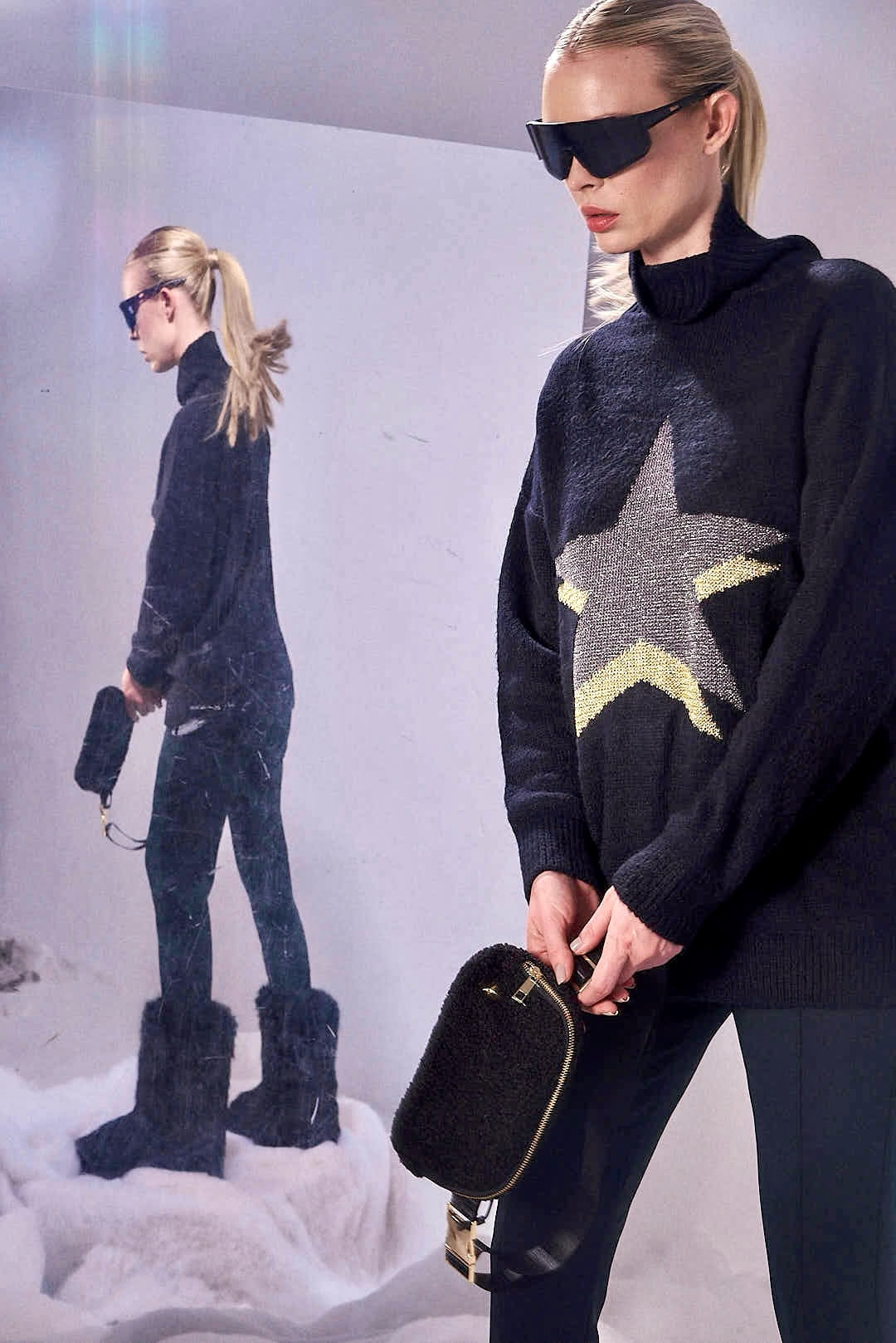 Tricot Shine Stars Black Silver