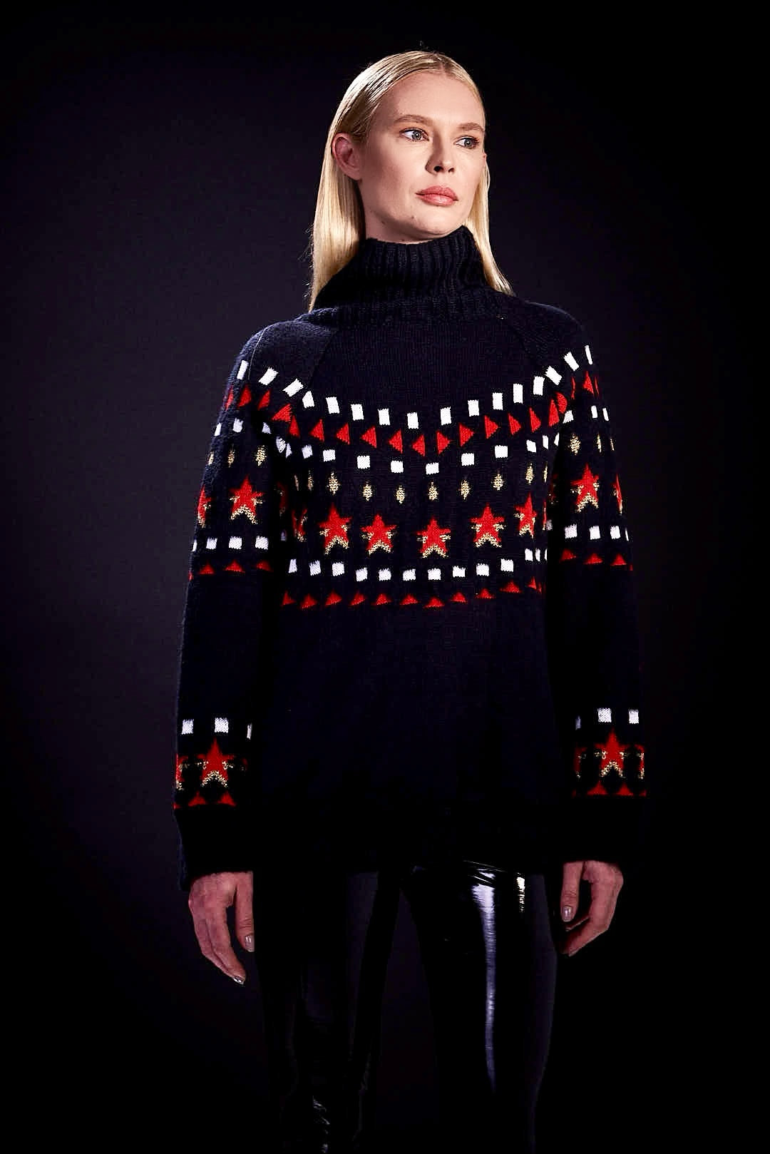 Tricot Ski Stars Black