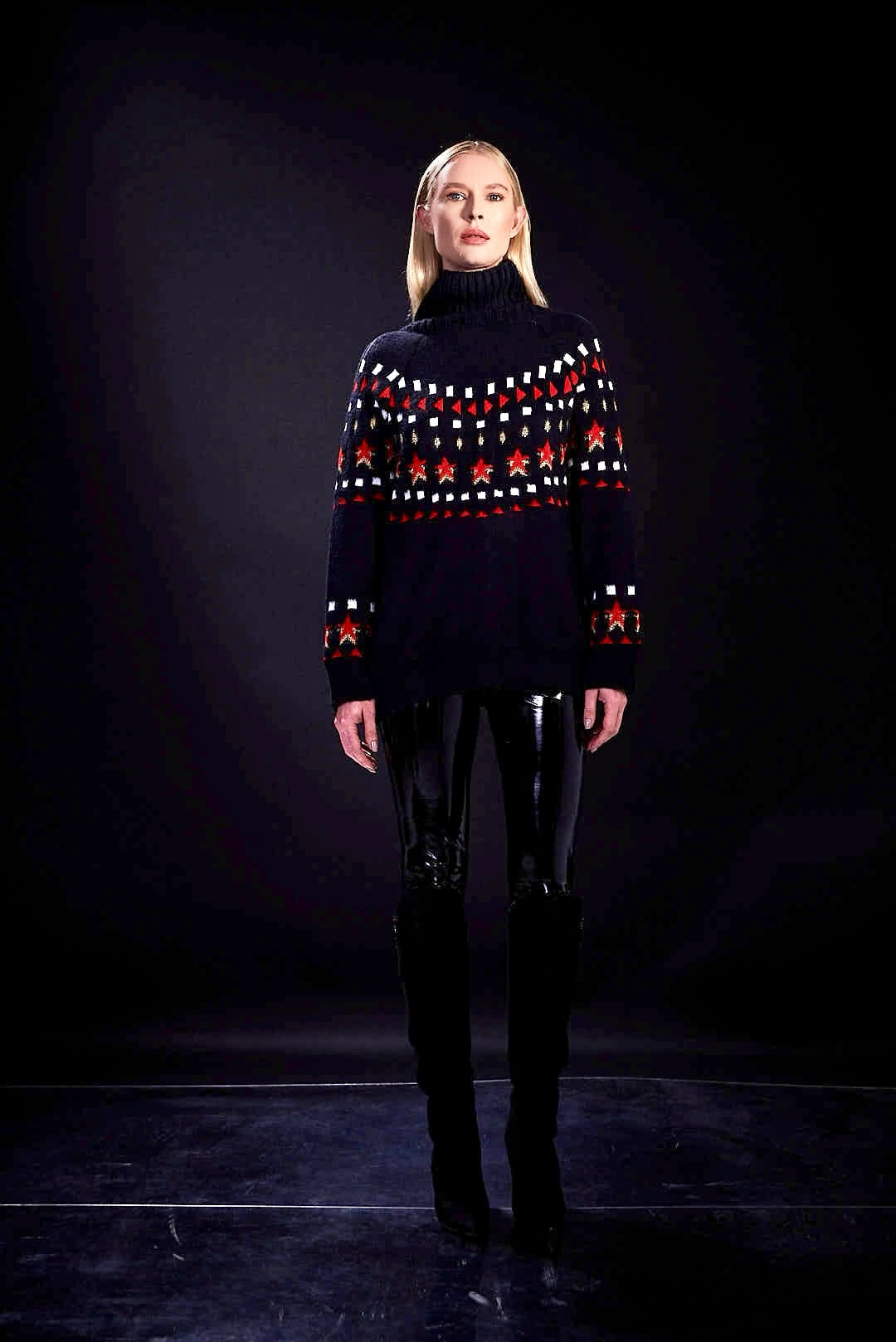 Tricot Ski Stars Black
