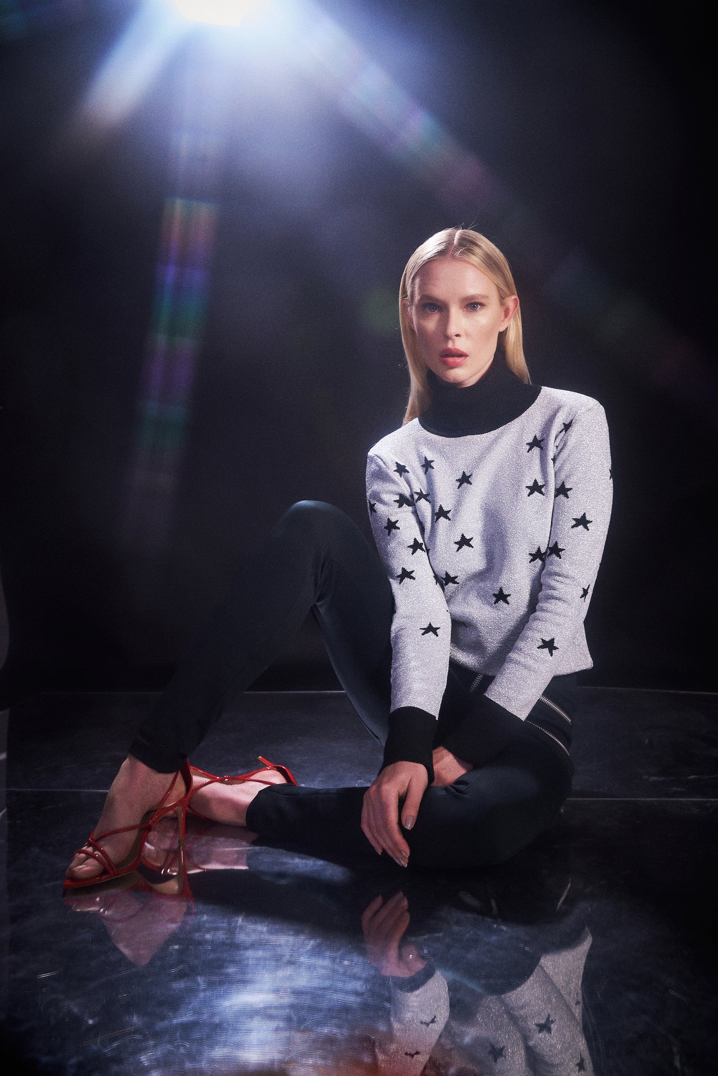Tricot Mini Stars double face lurex Silver