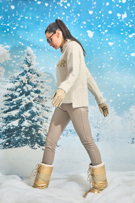 Calça couro Vail Fendi