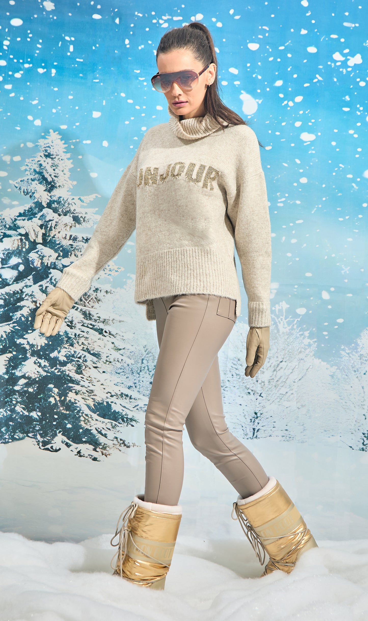 Calça couro Vail Fendi