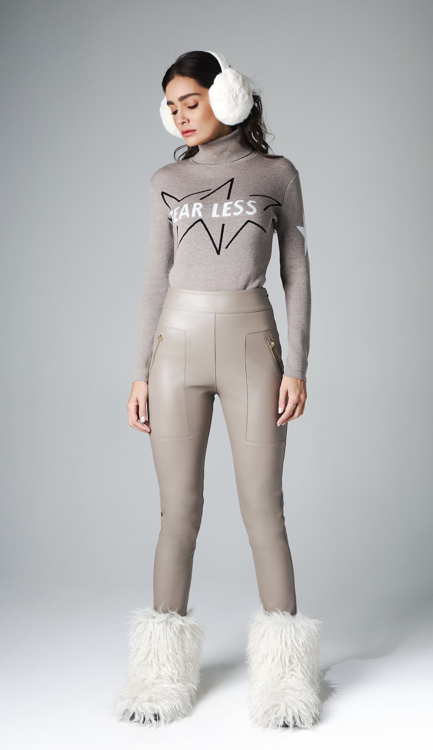 Calça couro Aspen Fendi