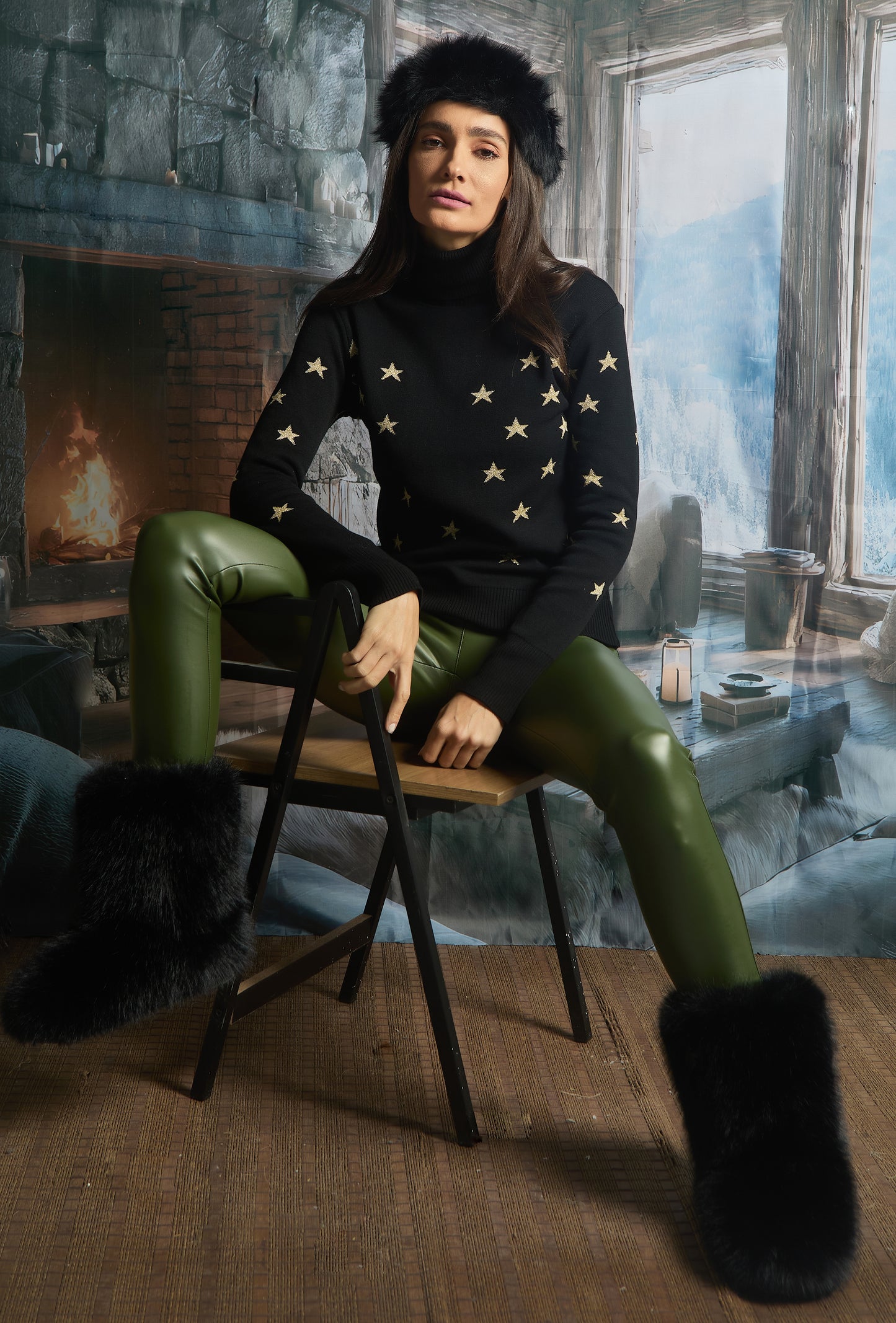 Calça couro Vail Verde Militar