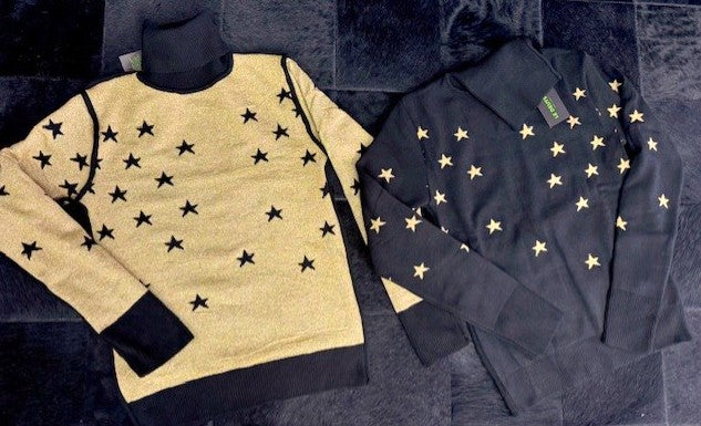 Tricot Mini Stars double face lurex Silver