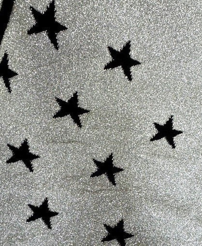 Tricot Mini Stars double face lurex Silver
